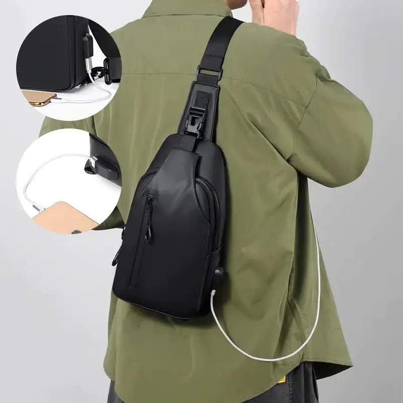 Waterproof Crossbody Bag with USB Port - SyncPack™