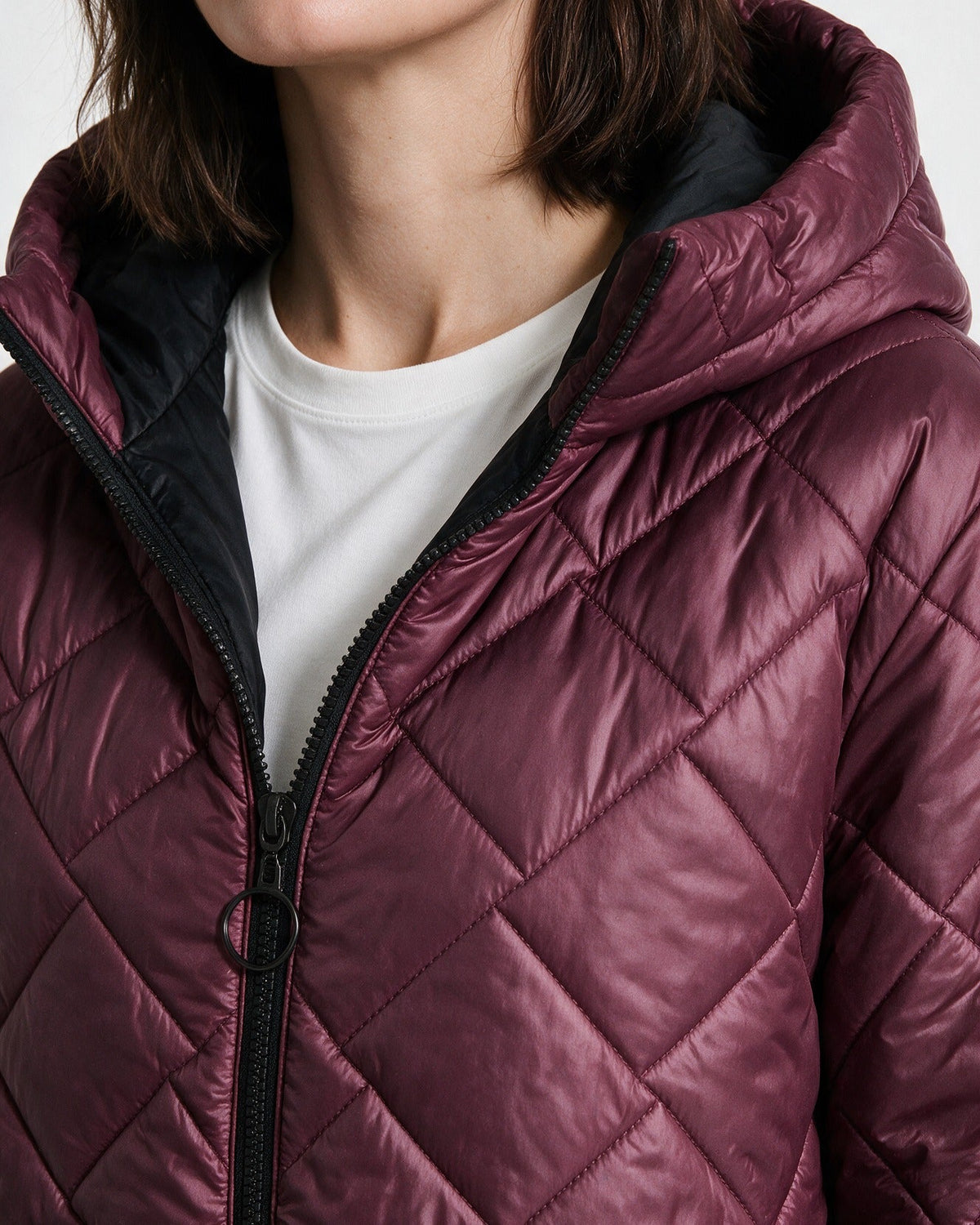 Ainsley hood and front zip, close-up