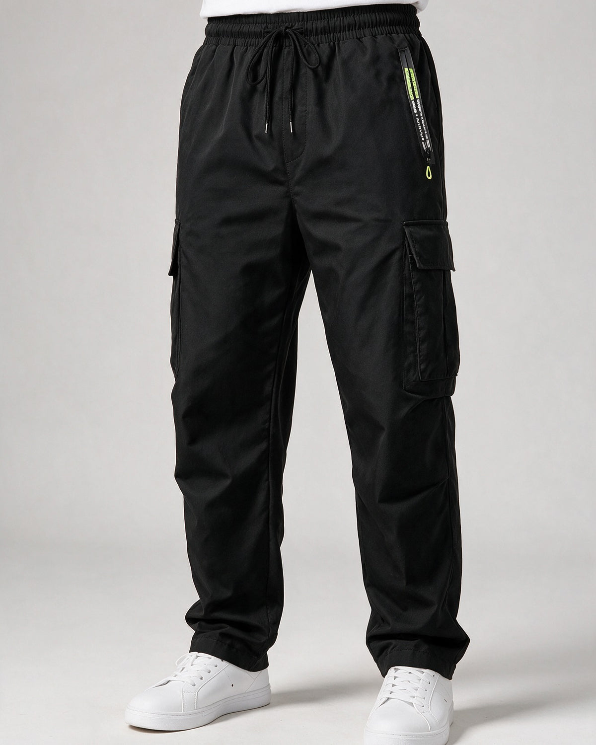 Hartley outdoor cargo trousers in Black, front view