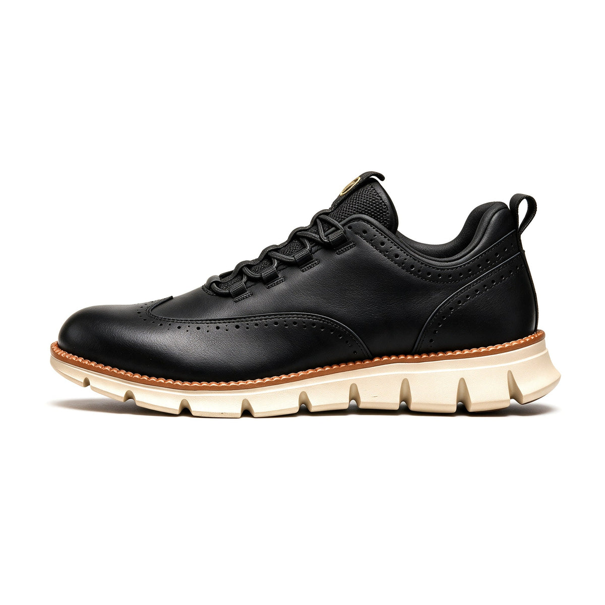 Pemberton wingtip sneaker in Black, side view