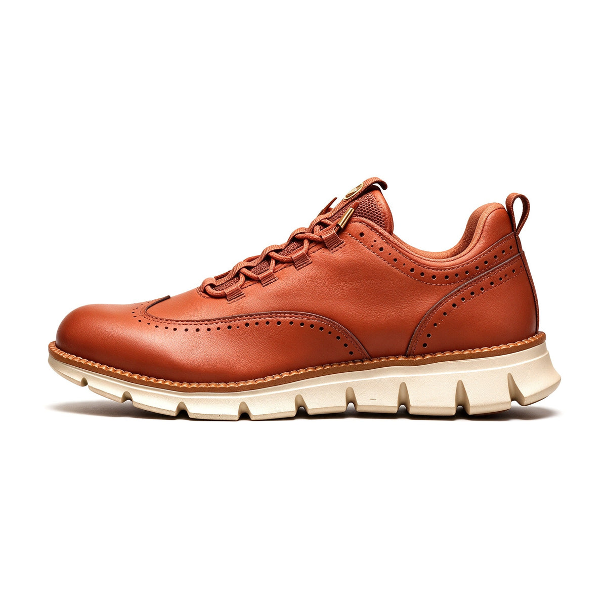 Pemberton wingtip sneaker in Rust, side view