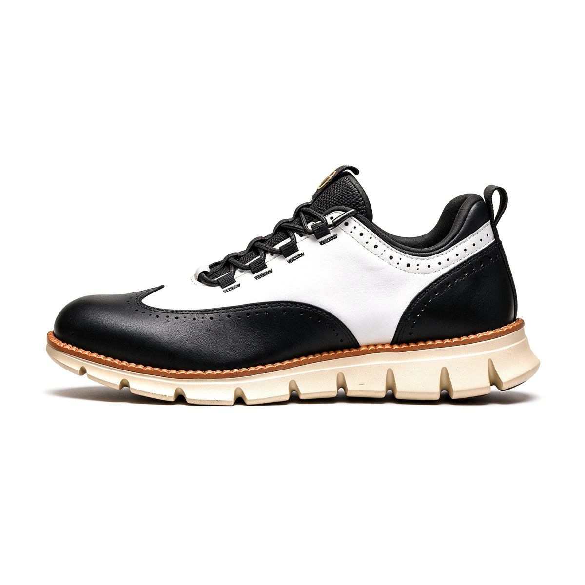 Pemberton wingtip sneaker in Black & White, side view