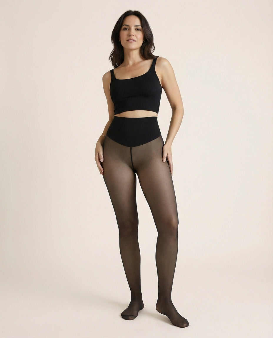 Curvy™ – Fleece-lined tights with a natural sheer look