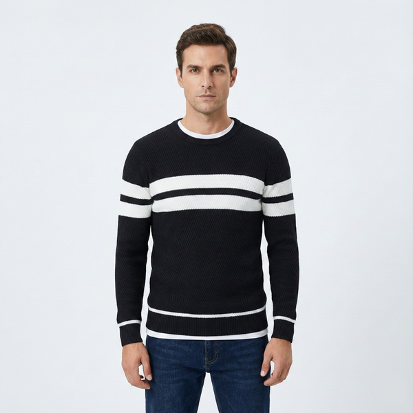Zander Field Stripe Cotton Crewneck | Lupi