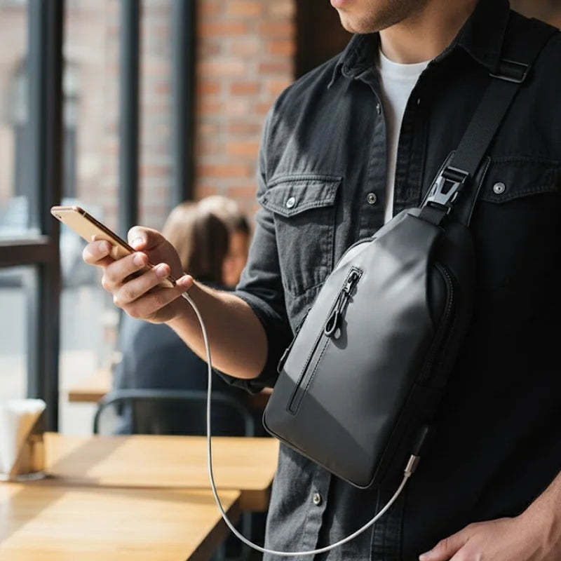 Waterproof Crossbody Bag with USB Port - SyncPack™