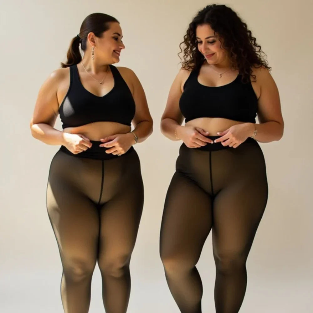 Curvy™ – Fleece-lined tights with a natural sheer look