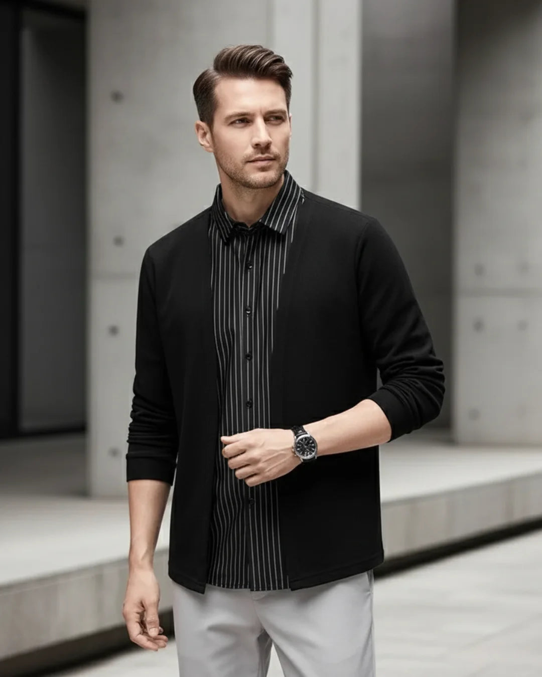 Gianluigi™ – Italian Cut 2-in-1 Cardigan Shirt
