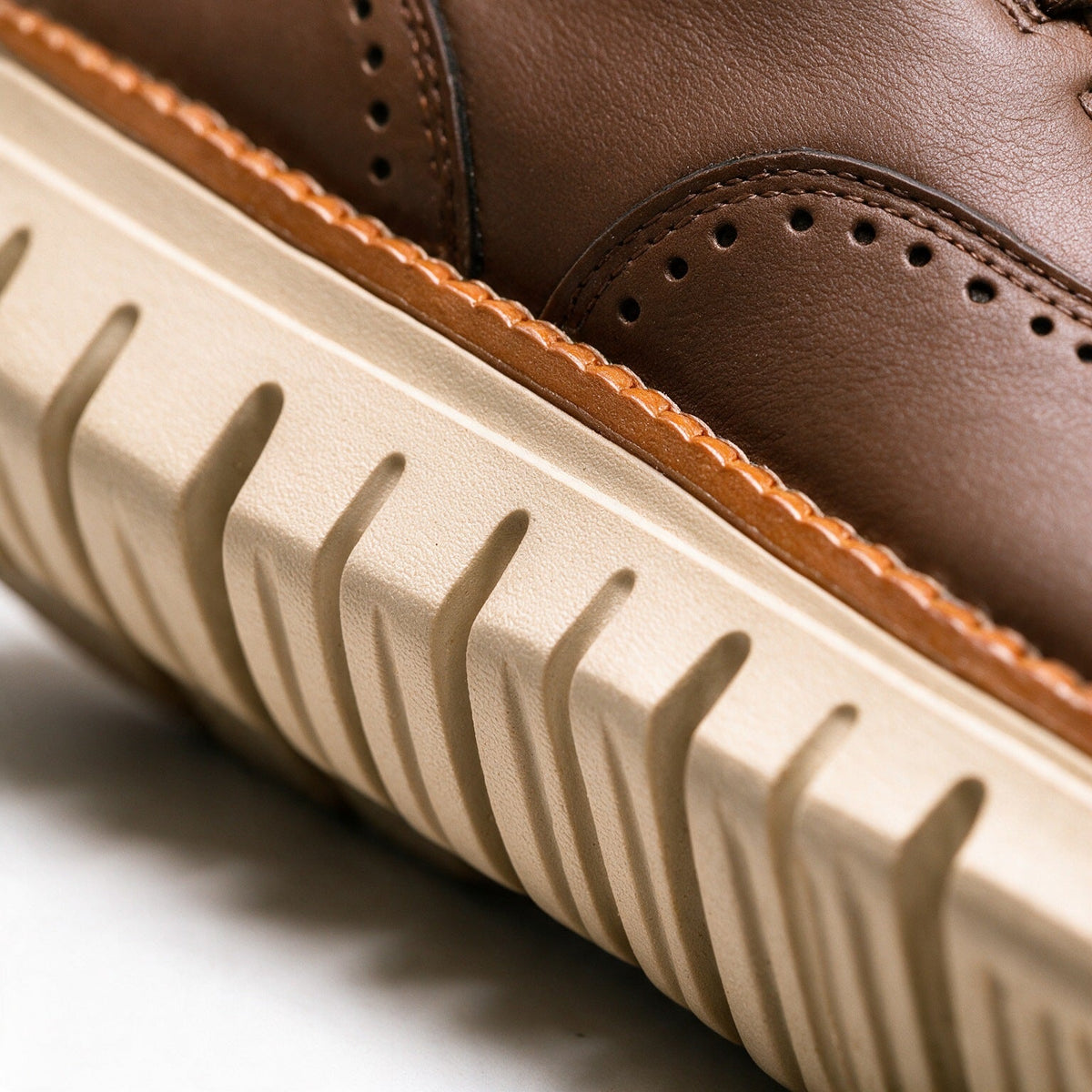 Pemberton sole and stitched welt, close-up