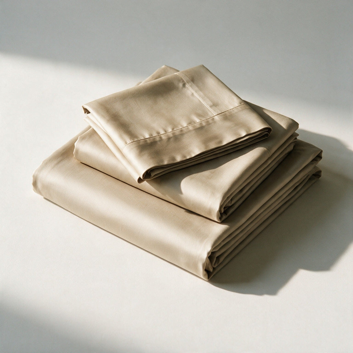 Rydal sheet set in Champagne, folded