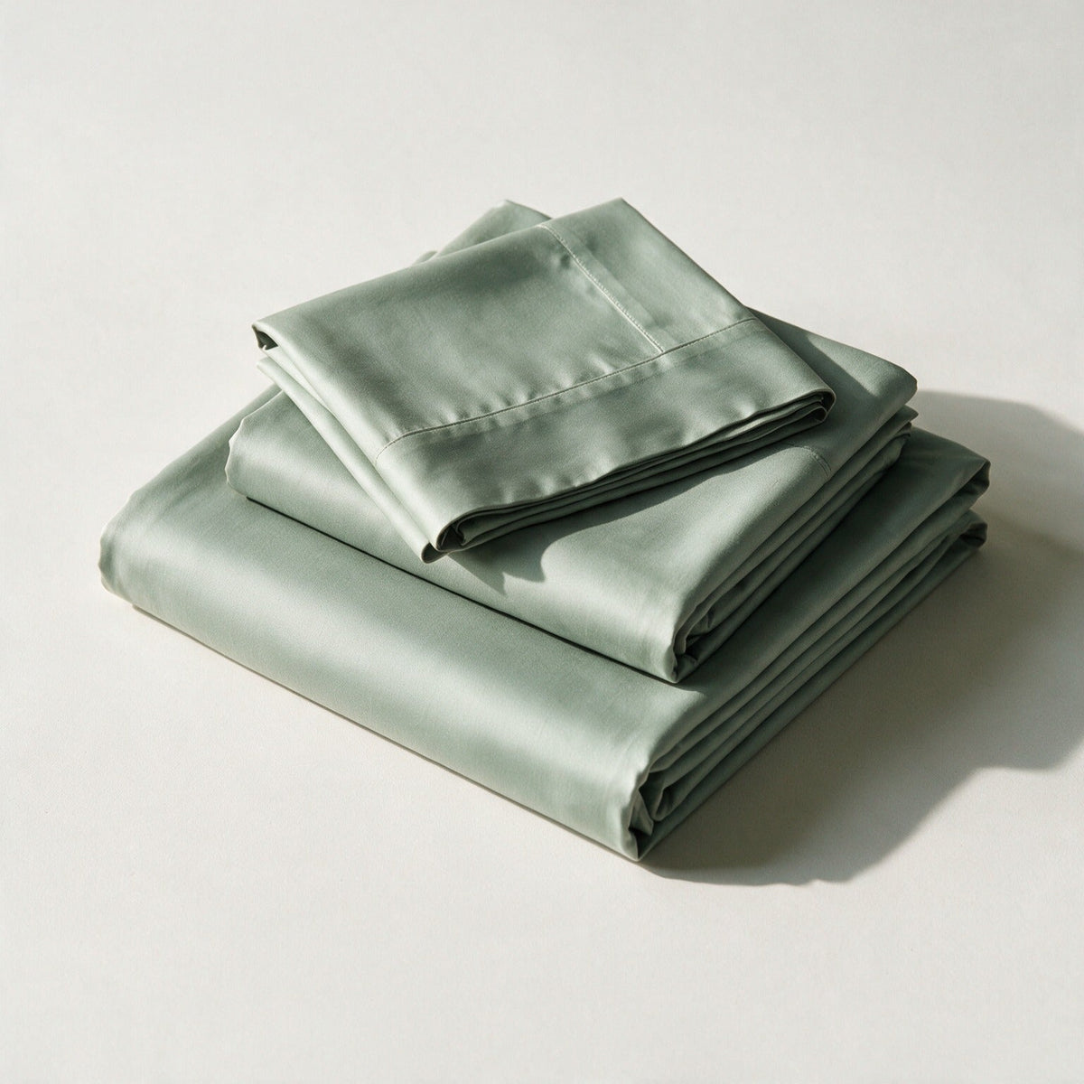 Rydal sheet set in Sage, folded